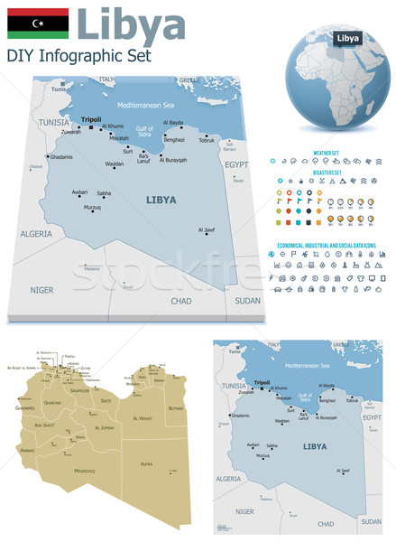 Libia mapy zestaw polityczny symbolika Zdjęcia stock © tele52