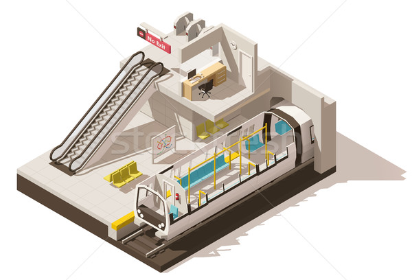 Vector isometric low poly subway station cutaway Stock photo © tele52