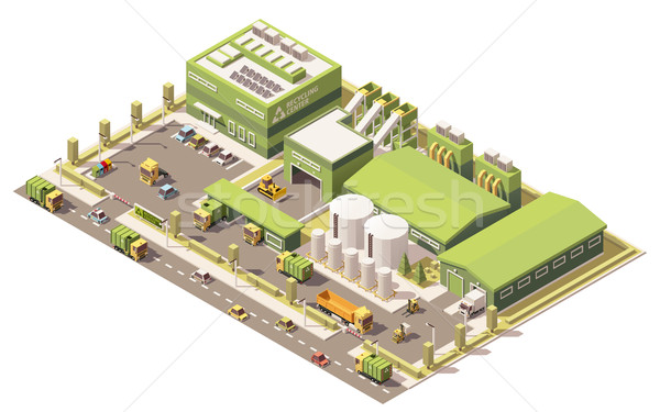Vector isometric low poly garbage recycling center Stock photo © tele52