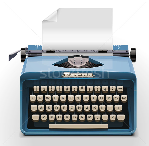 Foto stock: Vector · máquina · de · escribir · icono · retro · vacío