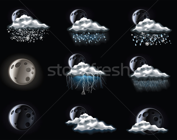 Vector vreme prognoza icoane set natură Imagine de stoc © tele52