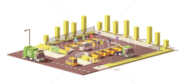 Vector low poly waste collection center Stock photo © tele52