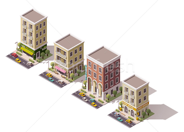 Vector isometric buildings set Stock photo © tele52