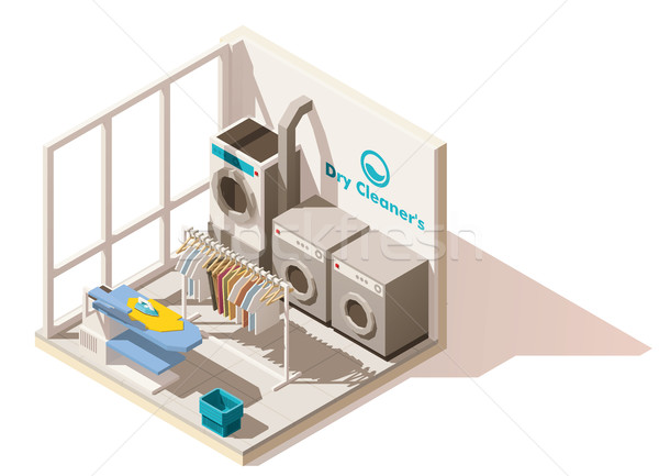 Vector isometric low poly commercial laundry icon Stock photo © tele52