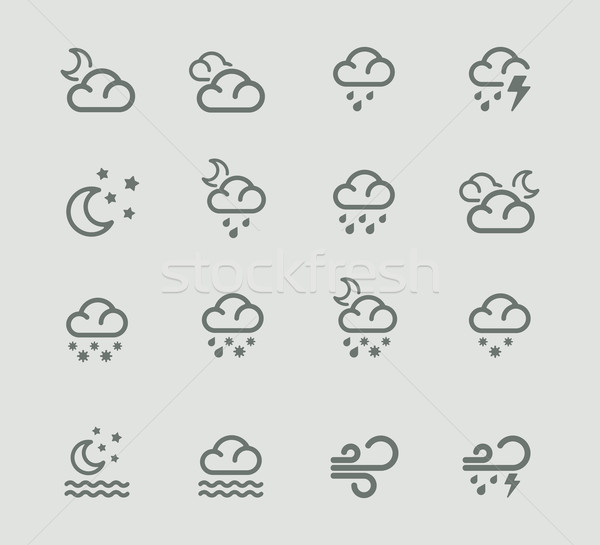 Stock foto: Vektor · Wetter · Vorhersage · Piktogramm · Set · Nacht