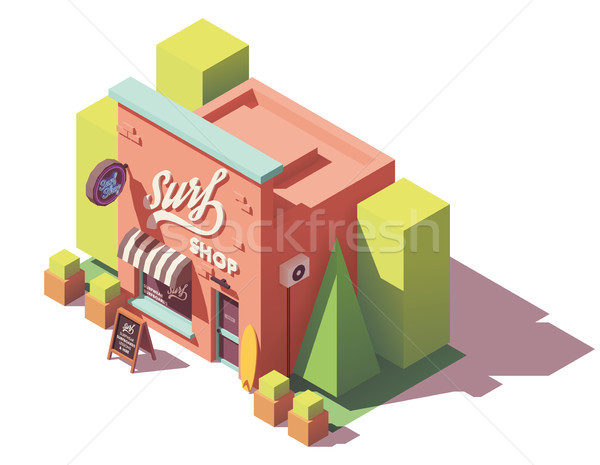 Vector isometric surf shop Stock photo © tele52