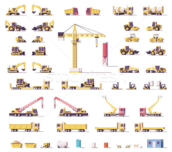 Vector low poly construction machinery Stock photo © tele52