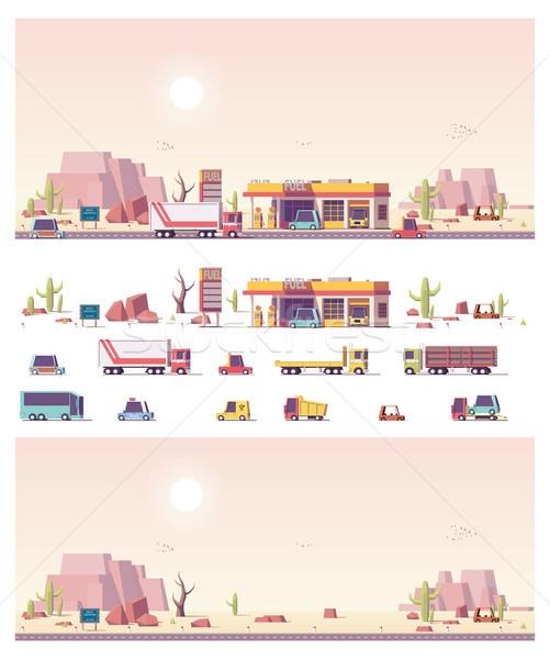 Vector isometric low poly filling station Stock photo © tele52