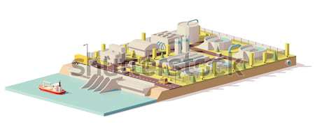 Vector low poly wastewater treatment plant Stock photo © tele52