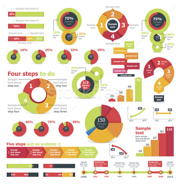 Vektor infografika elemek szett színes táblázatok Stock fotó © tele52