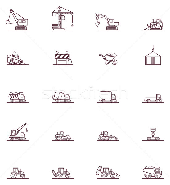 Construction machinery icon set Stock photo © tele52