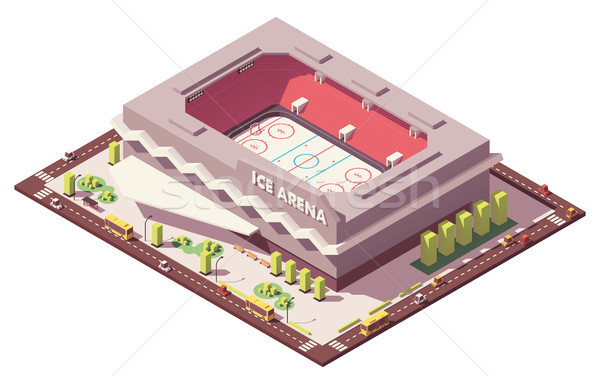Vector isometric low poly ice hockey rink Stock photo © tele52
