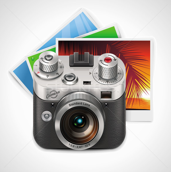 Vector retro camera and photos XXL icon Stock photo © tele52