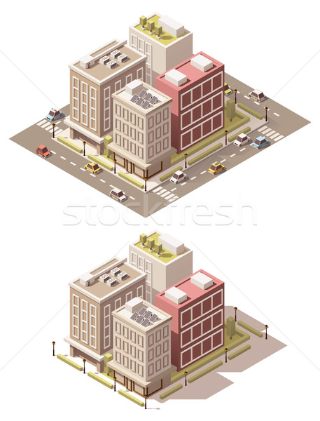 Vector isometric low poly town street Stock photo © tele52