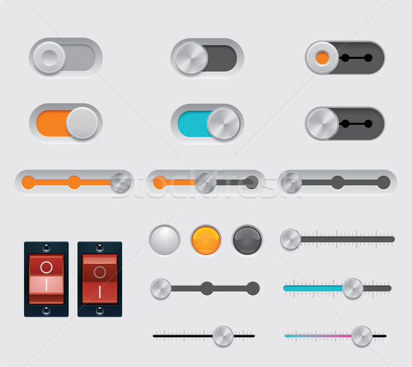 ストックフォト: ベクトル · ui · セット · 詳しい · 電源 · 白