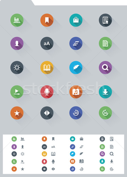Flat e-book icon set Stock photo © tele52