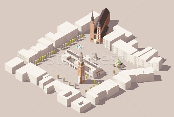 Vector isometric Main Market Square of the Krakow, Poland map Stock photo © tele52