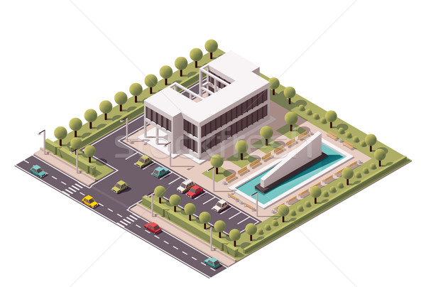 Vector isometric office building icon Stock photo © tele52