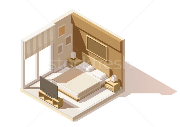 Vector isometric low poly bedroom icon Stock photo © tele52