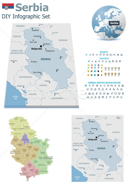 Serbia mapas establecer político símbolos infografía Foto stock © tele52