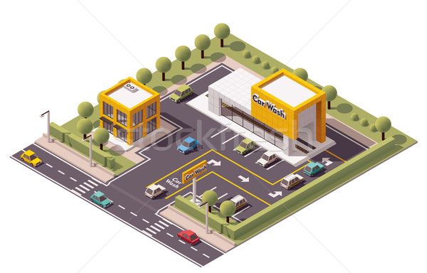 Vector wasstraat isometrische gebouw icon business Stockfoto © tele52