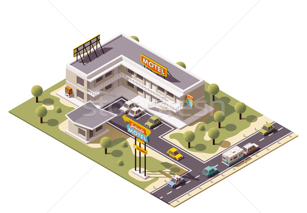 Vektor izometrikus motel épület ikon iroda Stock fotó © tele52