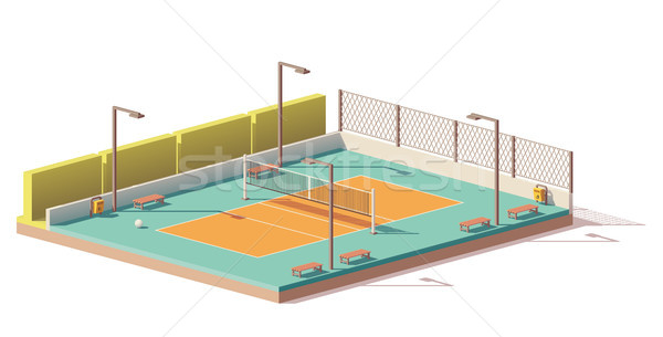Stock foto: Vektor · niedrig · Volleyball · Gericht · Freien · Stadt