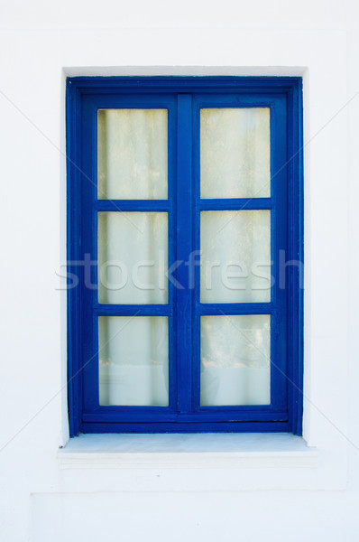 Azul ventana casa blanca Grecia casa edificio Foto stock © tepic