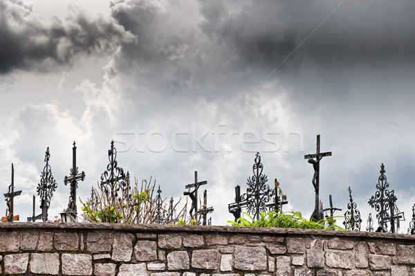 Foto stock: Escuro · nuvens · cemitério · céu · jesus · bíblia