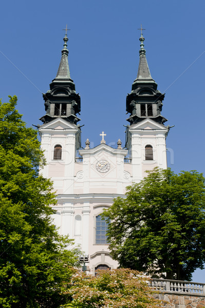 Kerk beroemd bedevaart boom klok berg Stockfoto © tepic