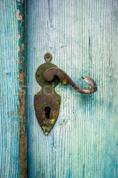 Antique bleu clair bois porte bâtiment [[stock_photo]] © tepic