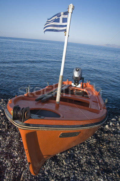 Imagine de stoc: Barcă · Grecia · pavilion · portocaliu · barca · cu · motor · apă