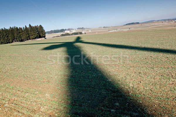 Sombra aerogenerador campo cielo primavera paisaje Foto stock © tepic