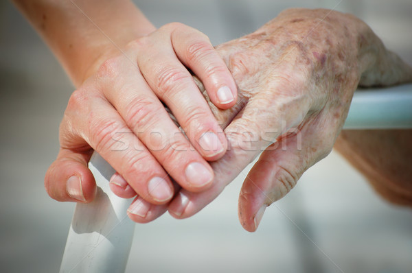 Fiatal segítség öreg kéz család egészség Stock fotó © tepic