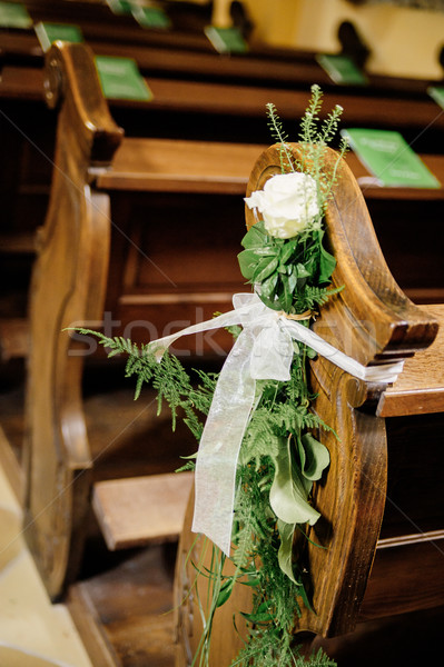 [[stock_photo]]: Fleur · mariage · décoration · belle · église · bouquet