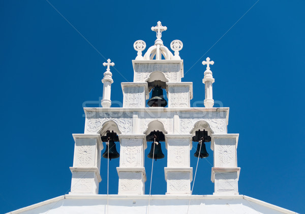 Blanco campana torre cielo azul Grecia cielo Foto stock © tepic