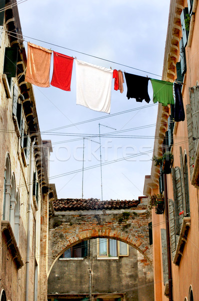 Foto d'archivio: Fresche · lavanderia · Venezia · impiccagione · due · case