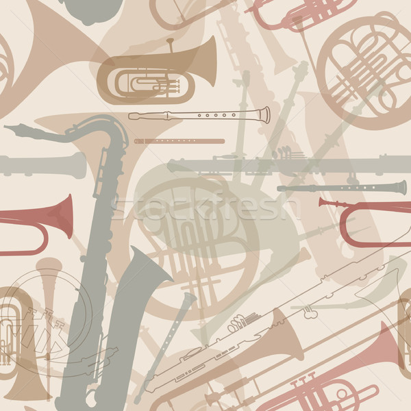 Music Background. Seamless texture with musical instruments. Musical tiled pattern. Stock photo © Terriana