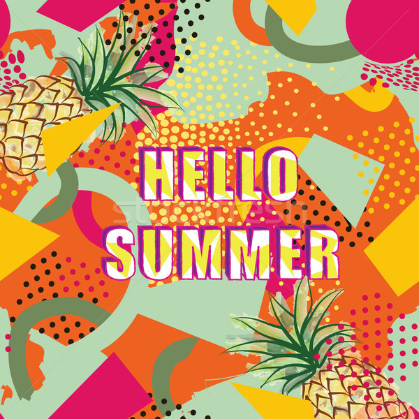 Hello summer card background over abstract blot pattern Stock photo © Terriana