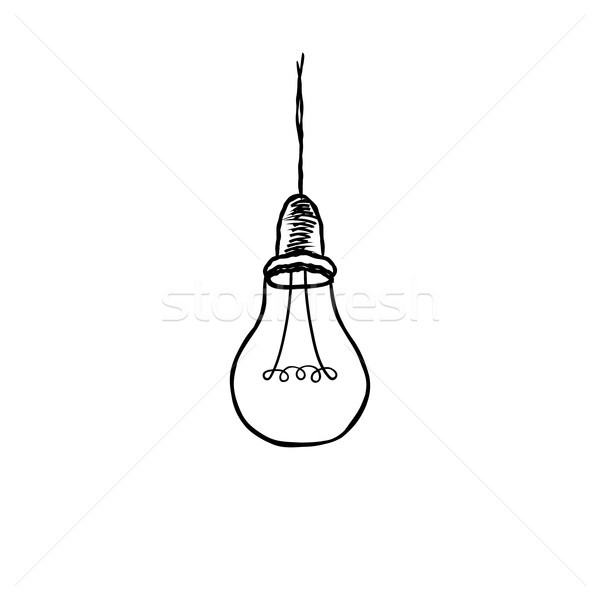 Lamp bulb isolated over white background. Light icon. Doodle lin Stock photo © Terriana