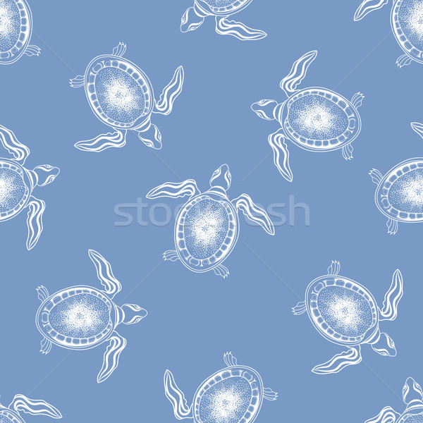 Underwater marine life pattern. Turtle animal seamess background Stock photo © Terriana