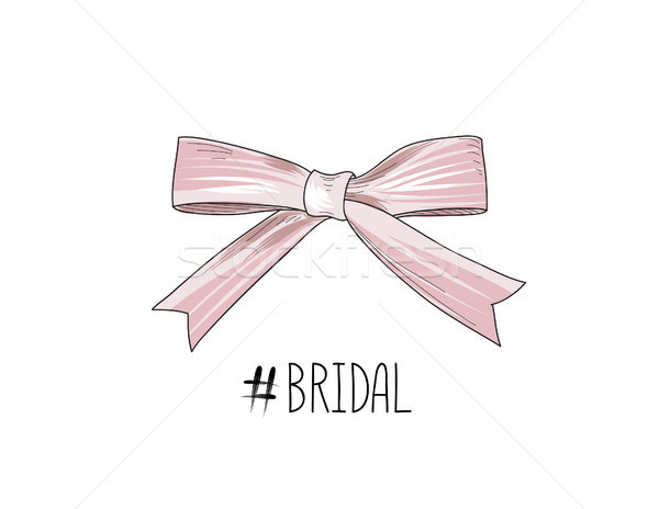 Bow wed sign. Gentle cream bow isolated. Bride team icon Stock photo © Terriana