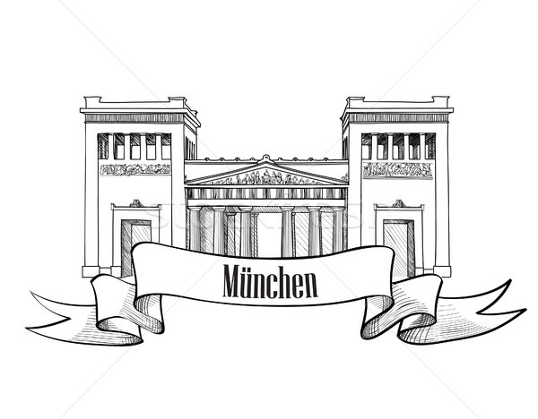 Munich famous city place Gateway (Propylaea), Germany. travel landmark building facade engraving ske Stock photo © Terriana