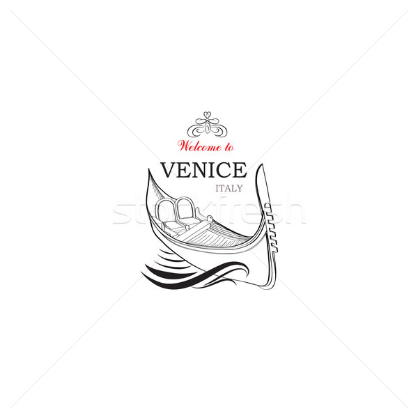 Venice city sign. Tourist venetian transport gondola. Travel Italy icon Stock photo © Terriana