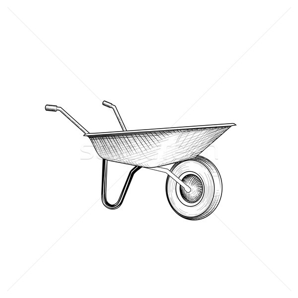 Garden cart. Wheelbarrow engraving. Gardening sign  Stock photo © Terriana