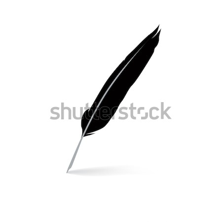 Stock photo: Feather pen silhouette. Pen icon. Writer sign concept