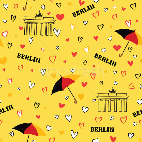 Travel Berlin city seamless pattern. German vacation wallpaper.  Stock photo © Terriana