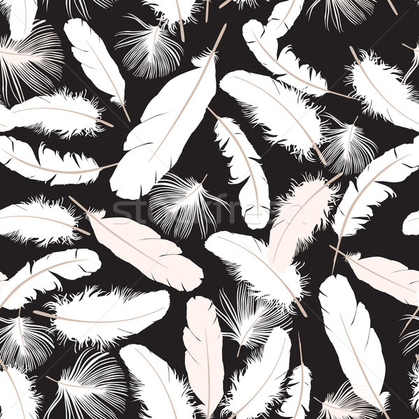 Feather seamless background. Farm birds fuzz pattern Stock photo © Terriana