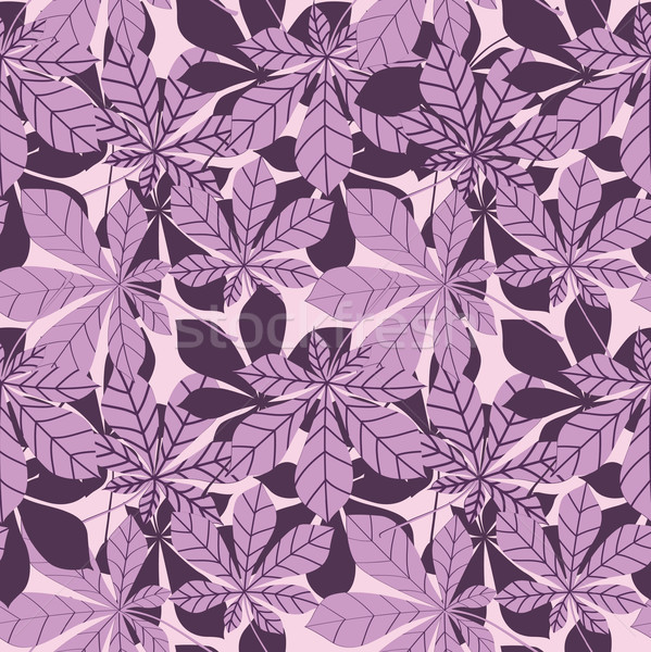 Stock photo: Leaves seamless patern. Floral chestnut leaf wallpaper in retro japanse style.