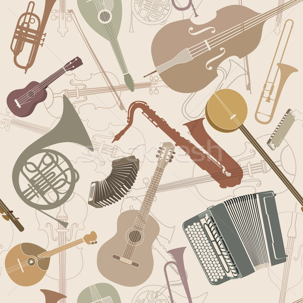 Music Sign Seamless Background. Musical instruments pattern Stock photo © Terriana